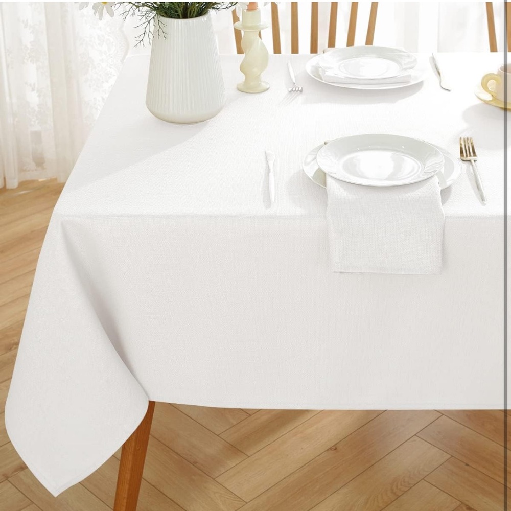 HT HUNT TEXTILES 52”x118” Elegant White Tablecloth Rectangle